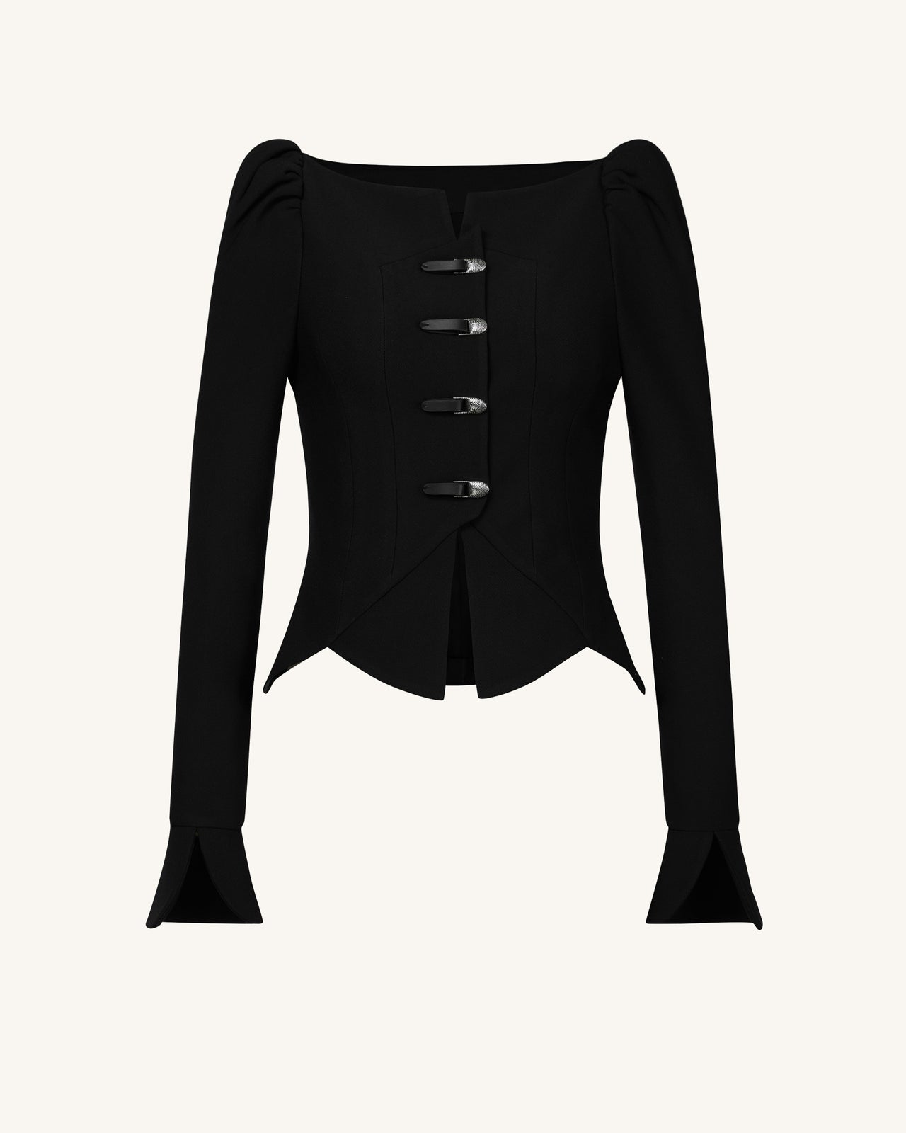 Olivia Puff Shoulder Blazer - Black