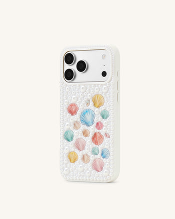 Pastel Seashell Pearl Phone Case - White