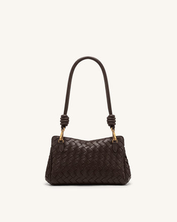 Lucia Woven Shoulder Bag - Brown