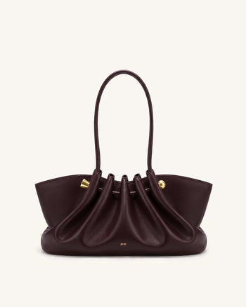 Naomi Gathered Long Handle Shoulder Bag - Deep Burgundy