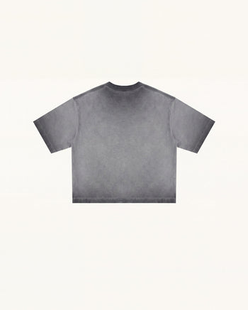 The Angelic Dripping Crystal Wings Tee - Washed Grey