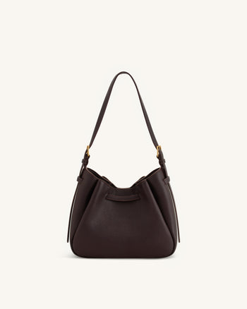 Mabel Soft Bow Shoulder Bag - Dark Brown