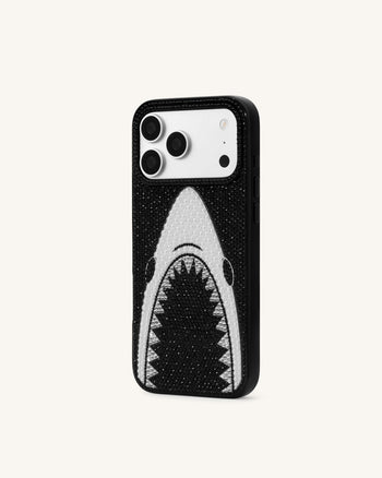 Shark Mouth Pearl Phone Case - Black