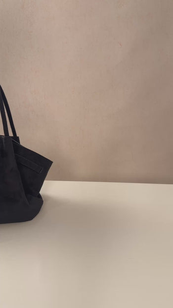 Hana Medium Faux Suede Tote Bag - Black