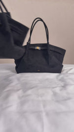 Hana Mini Faux Suede Tote Bag - Black