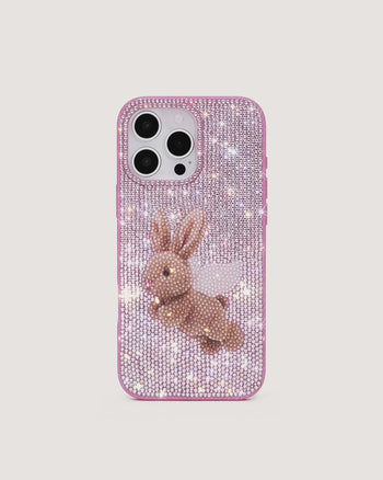 Angel Bunny Glitter Phone Case - Pink