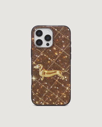 Dachshund Motif Artificial Crystal Phone Case - Brown