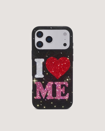 I Love Me Artificial Crystal Phone Case - Black