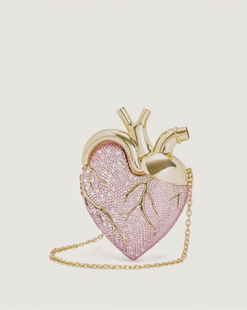 Maren Artificial Crystal Heart Shaped Bag - Pink