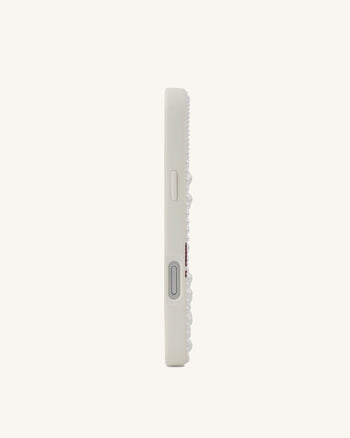 Floral Pearl Artificial Crystal Phone Case - White