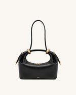 Ellie Metal Ring Embellished Top Handle Bag - Black