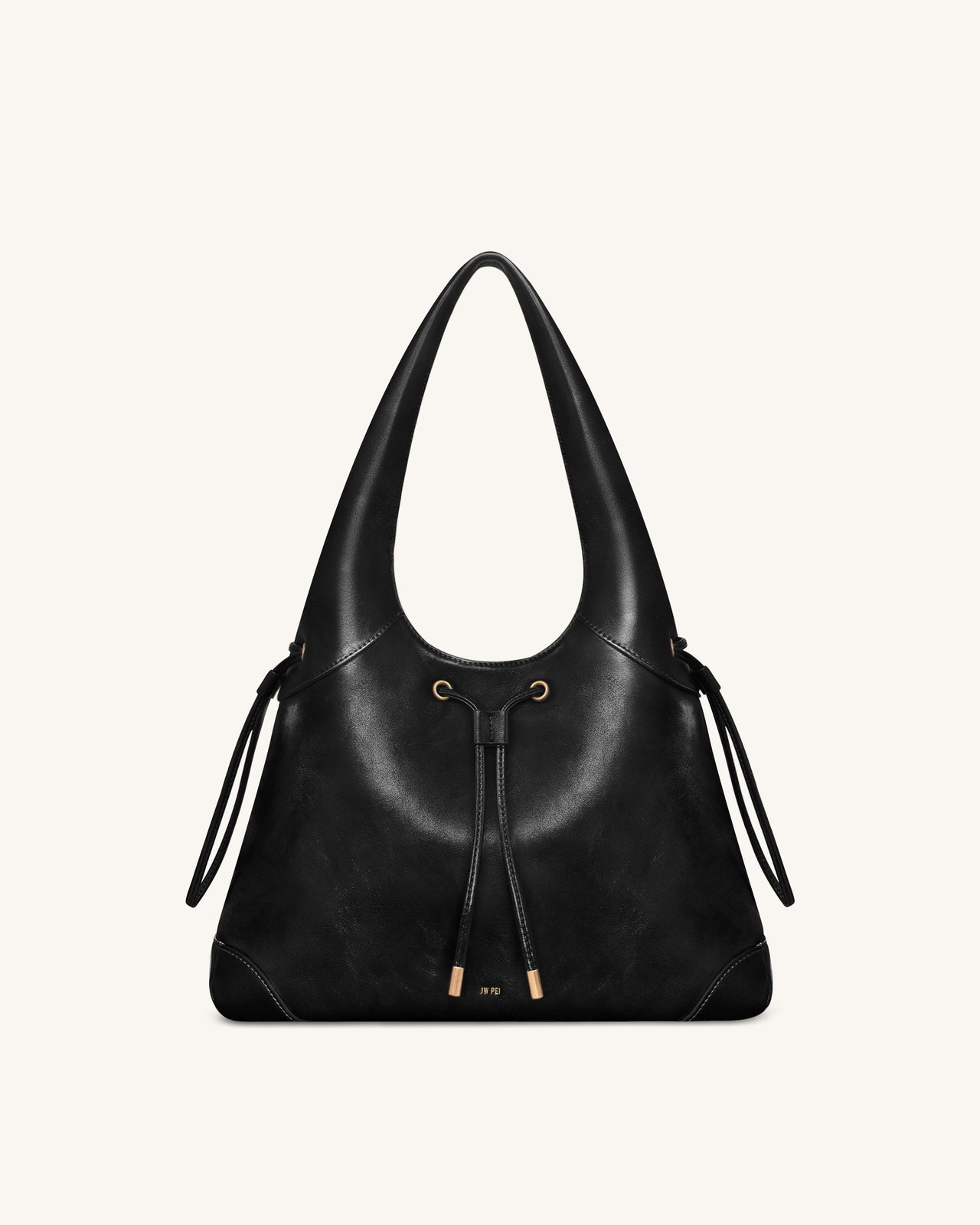 Elara Drawstring Hobo Bag - Black
