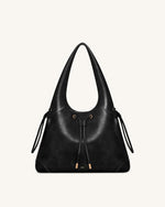 Elara Drawstring Hobo Bag - Black