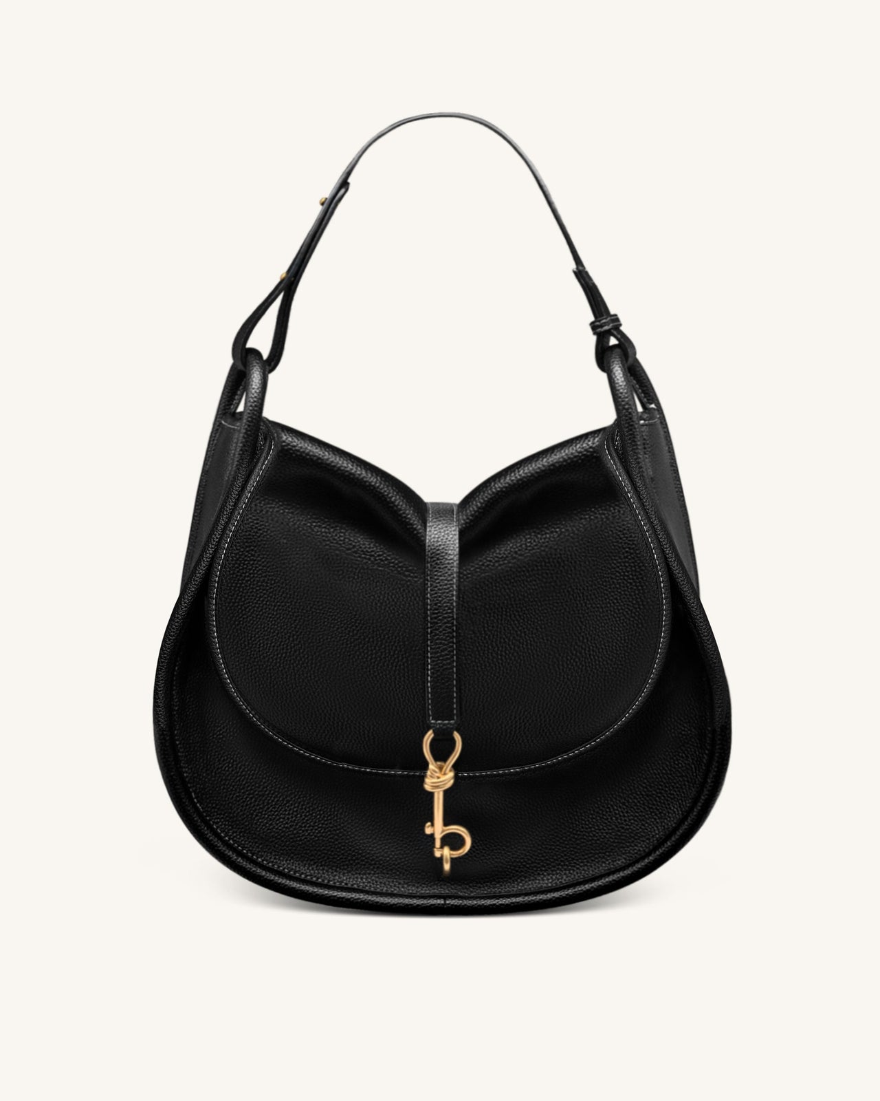 Arla Large Hobo Bag - Black Pebbled