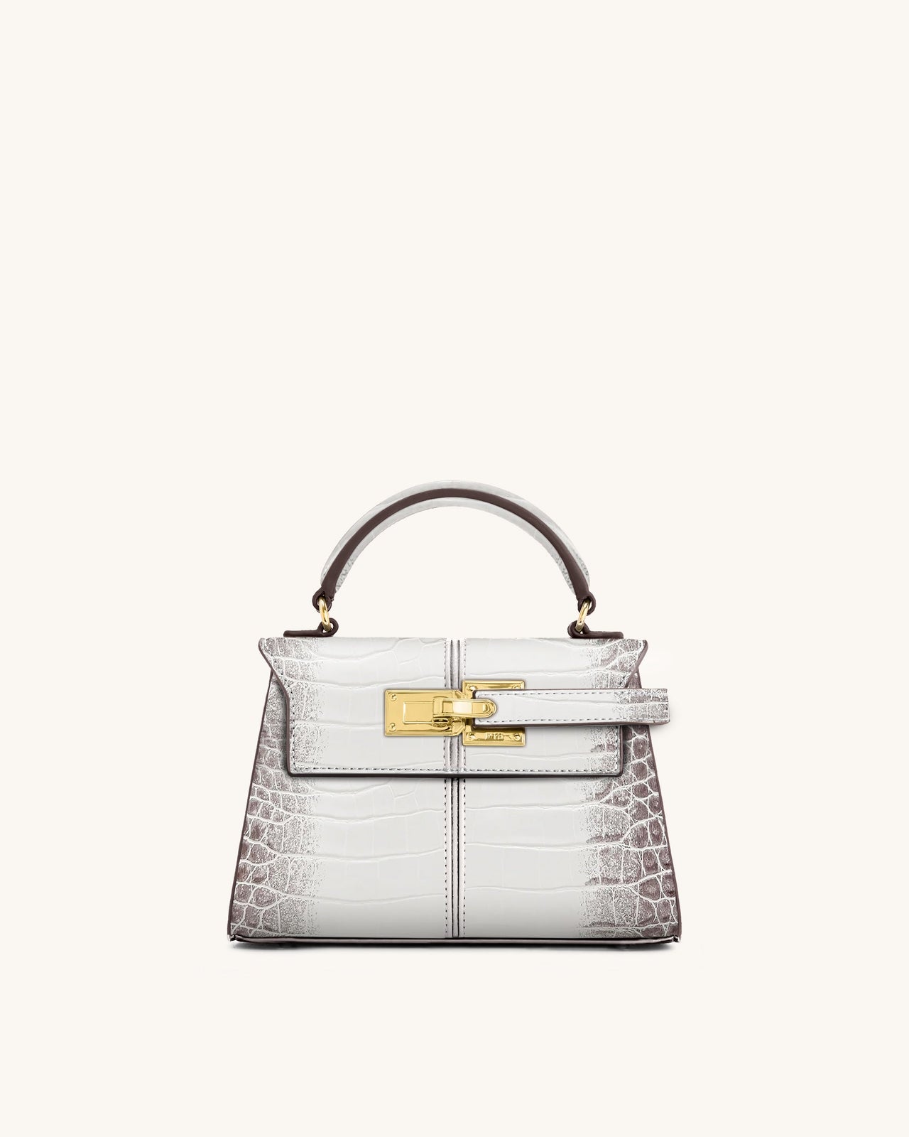 Elise Top Handle Bag - White Croc