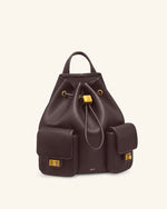 Avery Pebbled Drawstring Utility Backpack – Dark Brown