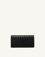Woven Texture Flap Wallet - Black