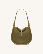 Arla Small Faux Suede Hobo Bag - Olive Green