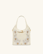 Brooke Mini Belted Embellished Orchid Beaded Top Handle Bag - Ivory