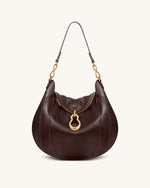 Daria Metal Pendant Embellished Shoulder Bag - Dark Brown