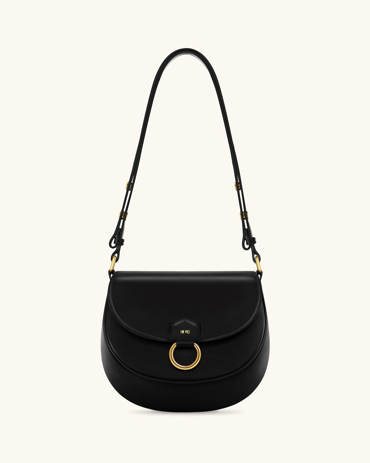 Diana Ring Flap Saddle Bag - Black