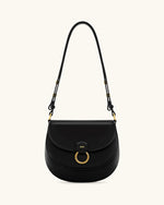 Diana Ring Flap Saddle Bag - Black