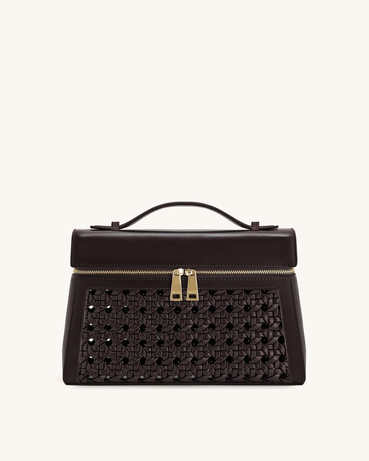 Thea Large Woven Top Handle Bag - Dark Red