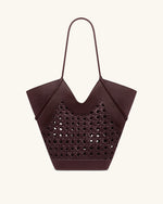 Maribel Woven Panel Tote Bag - Burgundy