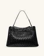 Rhea Large Woven Textured Shoulder Bag - Black