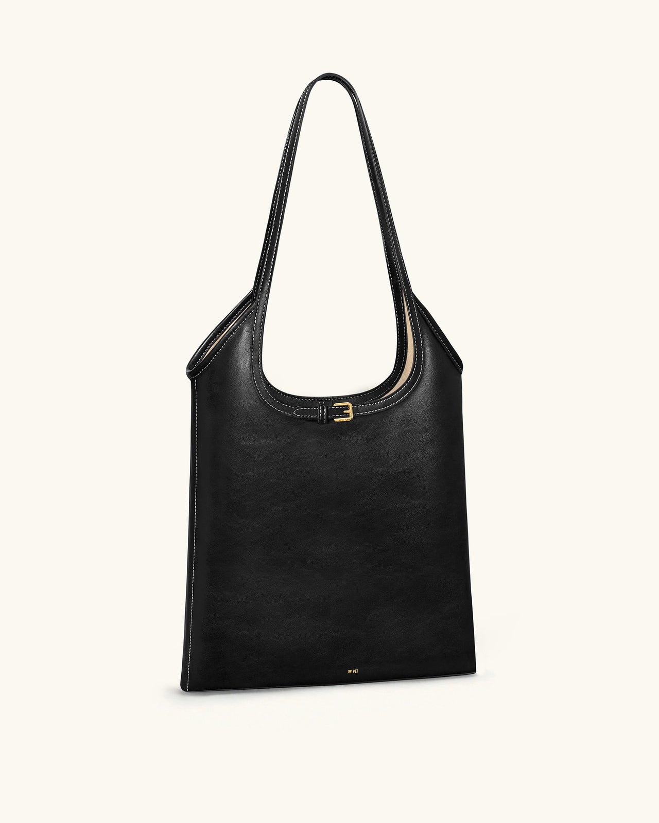 Brooke Belted Embellished Shoulder Tote Bag - Black
