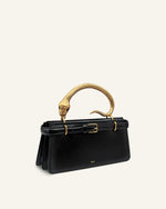 Elena Snake Handle Top Handle Bag - Black