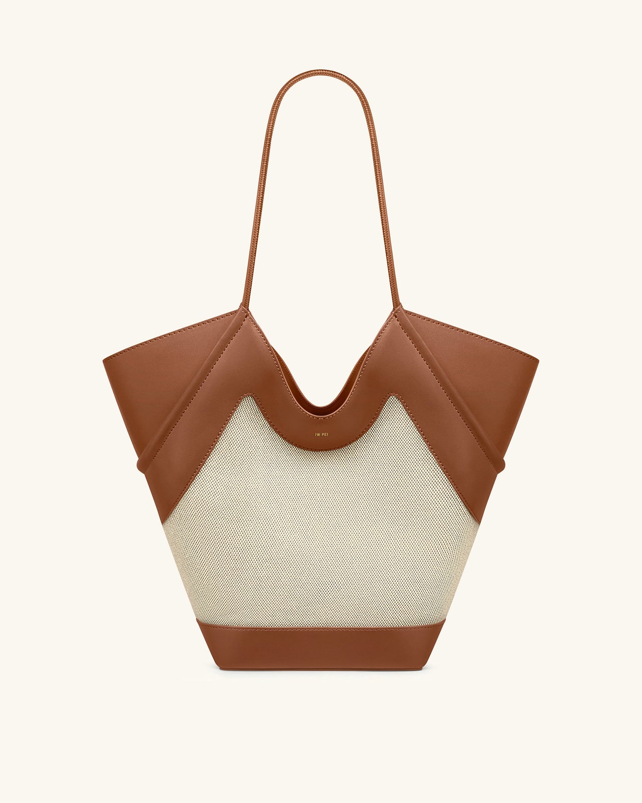 Maribel Panel Tote Bag - Brown Canvas