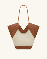 Maribel Panel Tote Bag - Brown Canvas