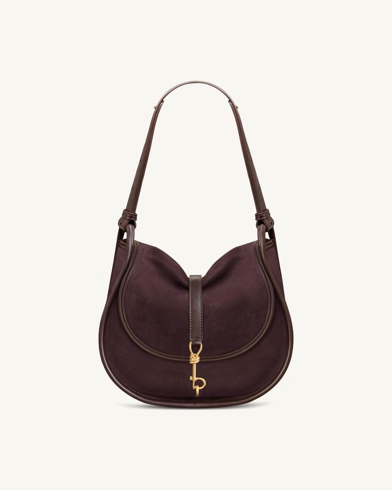 Arla Small Faux Suede Hobo Bag - Chocolate