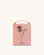 Taya Wine Glass Puppy Pattern Book Shape Clutch Bag - Pink