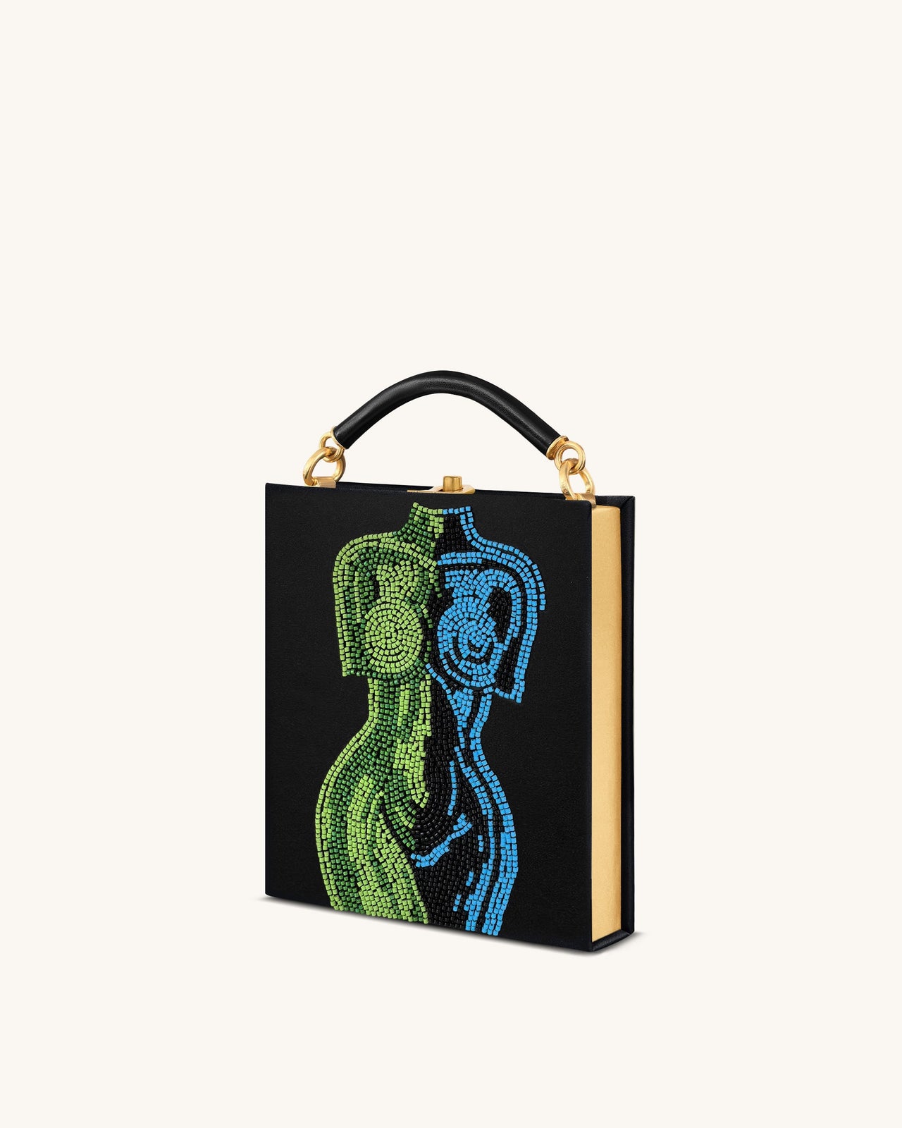 Elle Colorful Beaded Book Top Handle Bag - Black