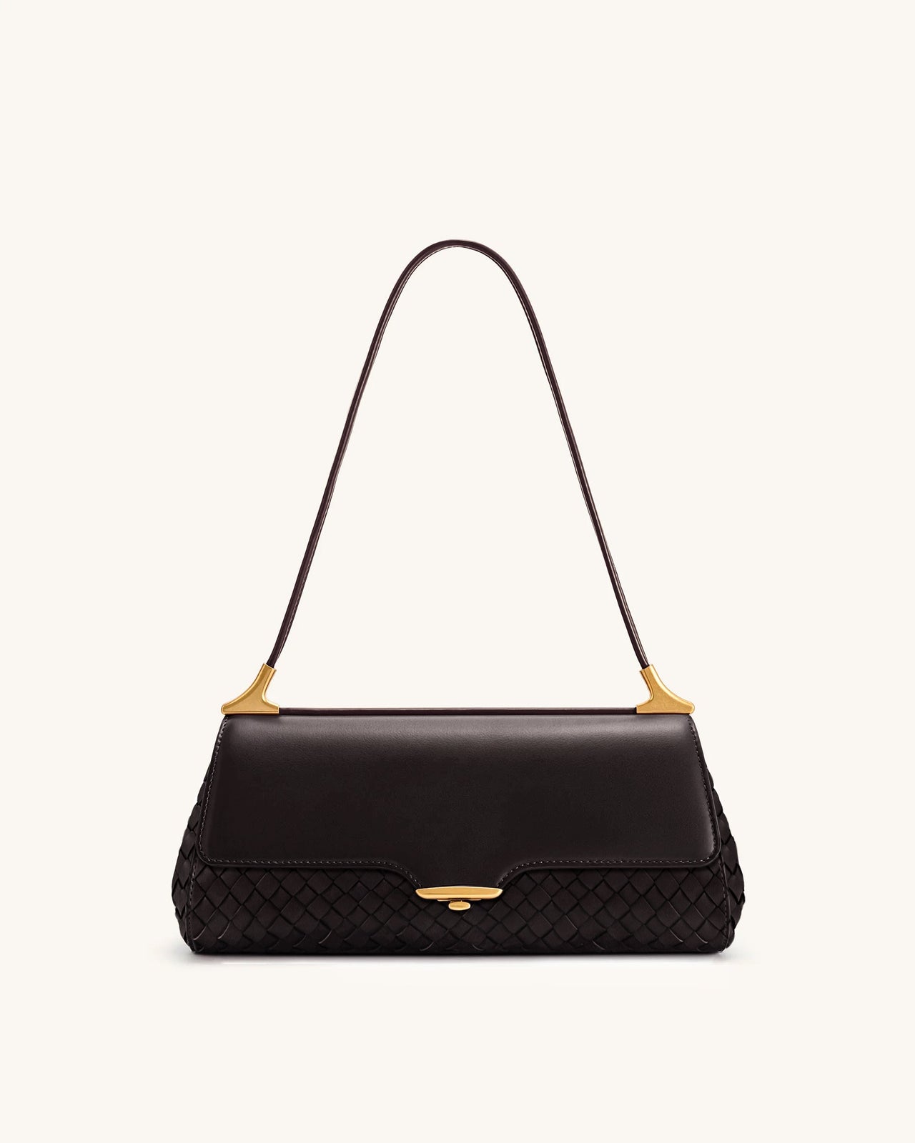 Eloise Woven Shoulder Bag - Dark Brown