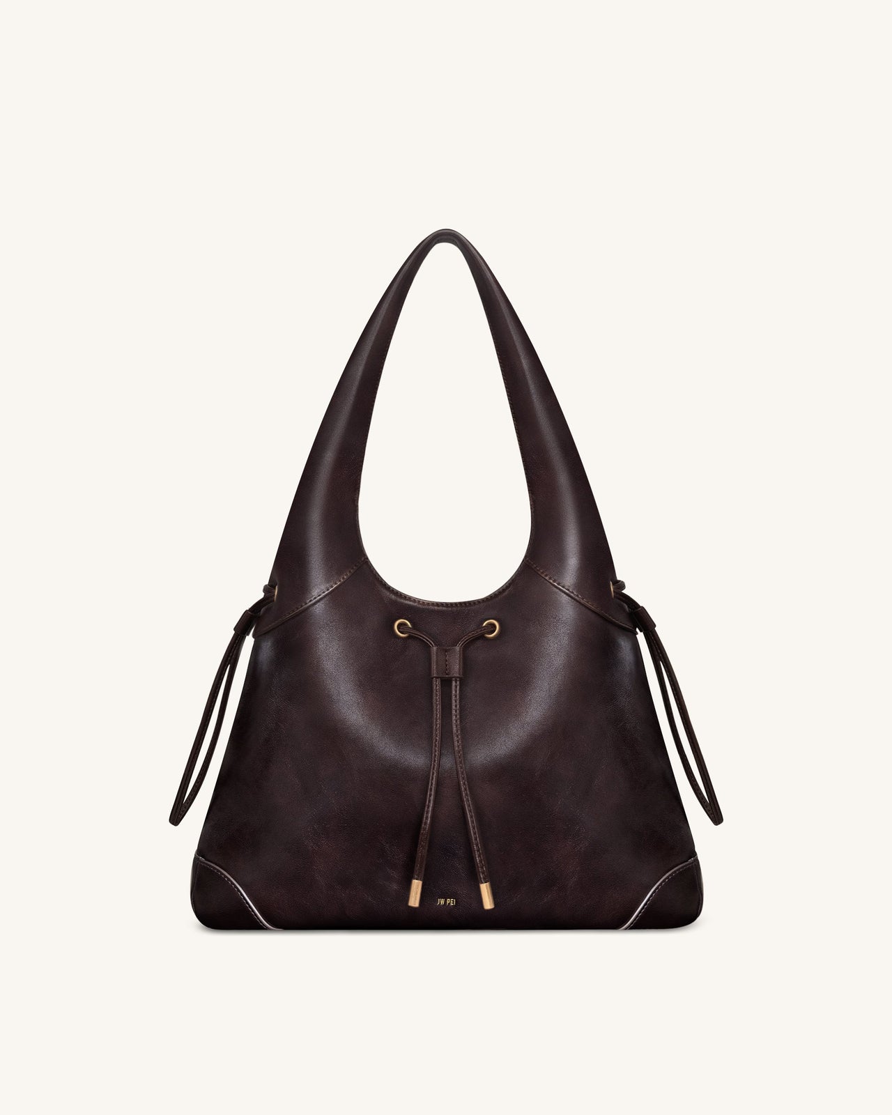 Elara Drawstring Hobo Bag - Dark Brown