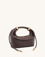 Ellie Metal Ring Embellished Top Handle Bag - Dark Brown