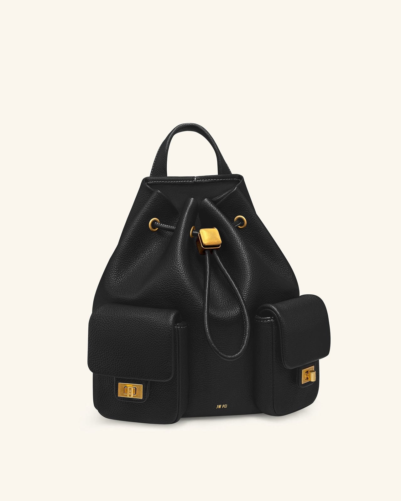 Avery Pebbled Drawstring Utility Backpack – Black