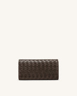 Woven Texture Flap Wallet - Chocolate