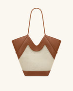 Maribel Panel Tote Bag - Brown Canvas