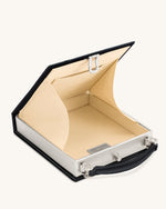 Taya Wine Glass Puppy Pattern Book Shape Clutch Bag - Black