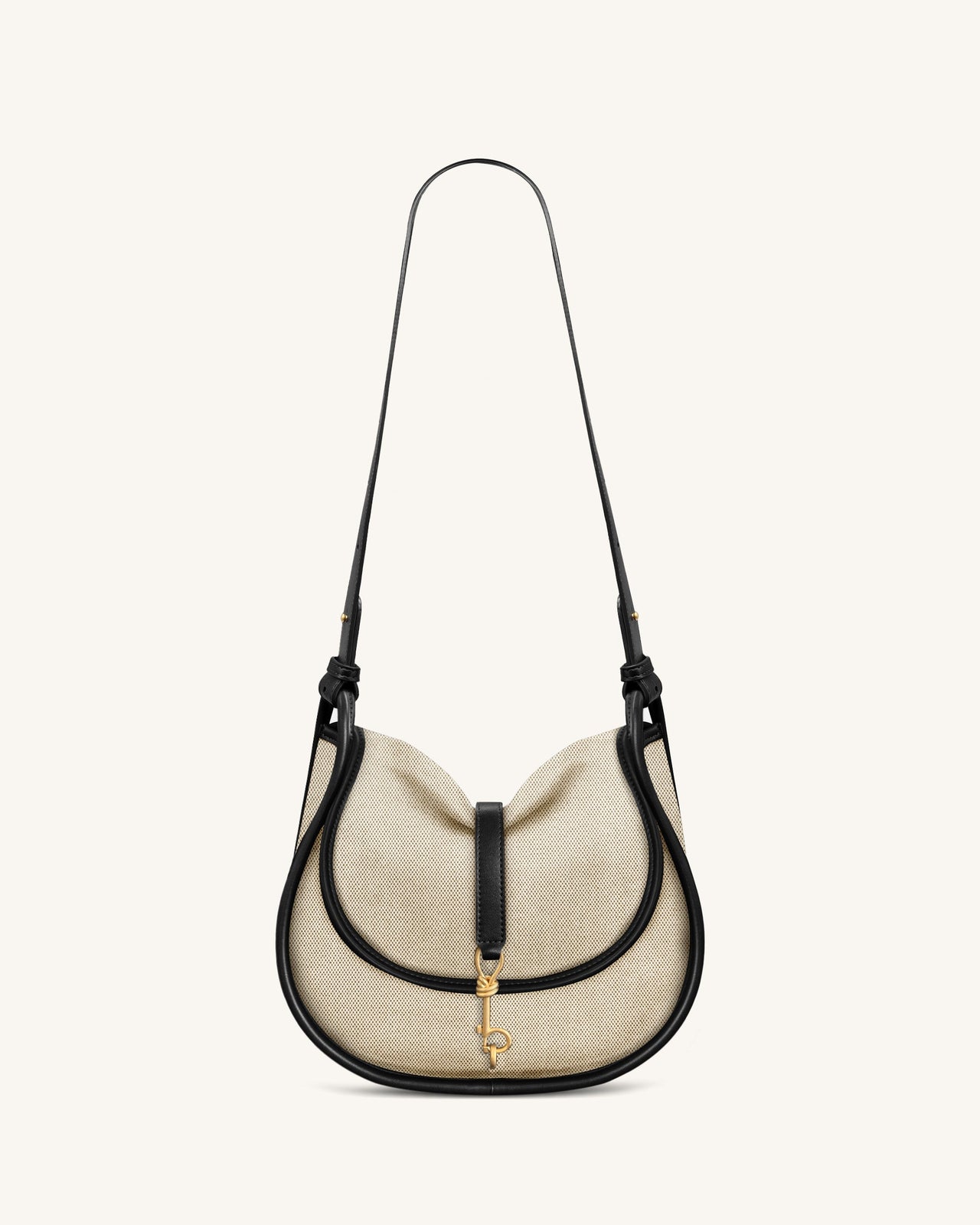 Arla Small Faux Suede Hobo Bag – Black Canvas