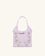 Brooke Mini Belted Embellished Orchid Beaded Top Handle Bag - Lavender