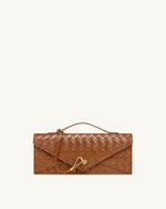 Celeste Woven Textured Envelope Top Handle Bag - Brown