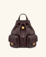 Avery Pebbled Drawstring Utility Backpack – Dark Brown