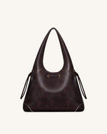 Elara Drawstring Hobo Bag - Dark Brown