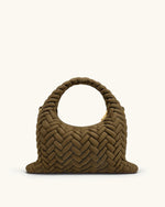 Cora Faux Suede Quilting Handle Bag - Olive Green