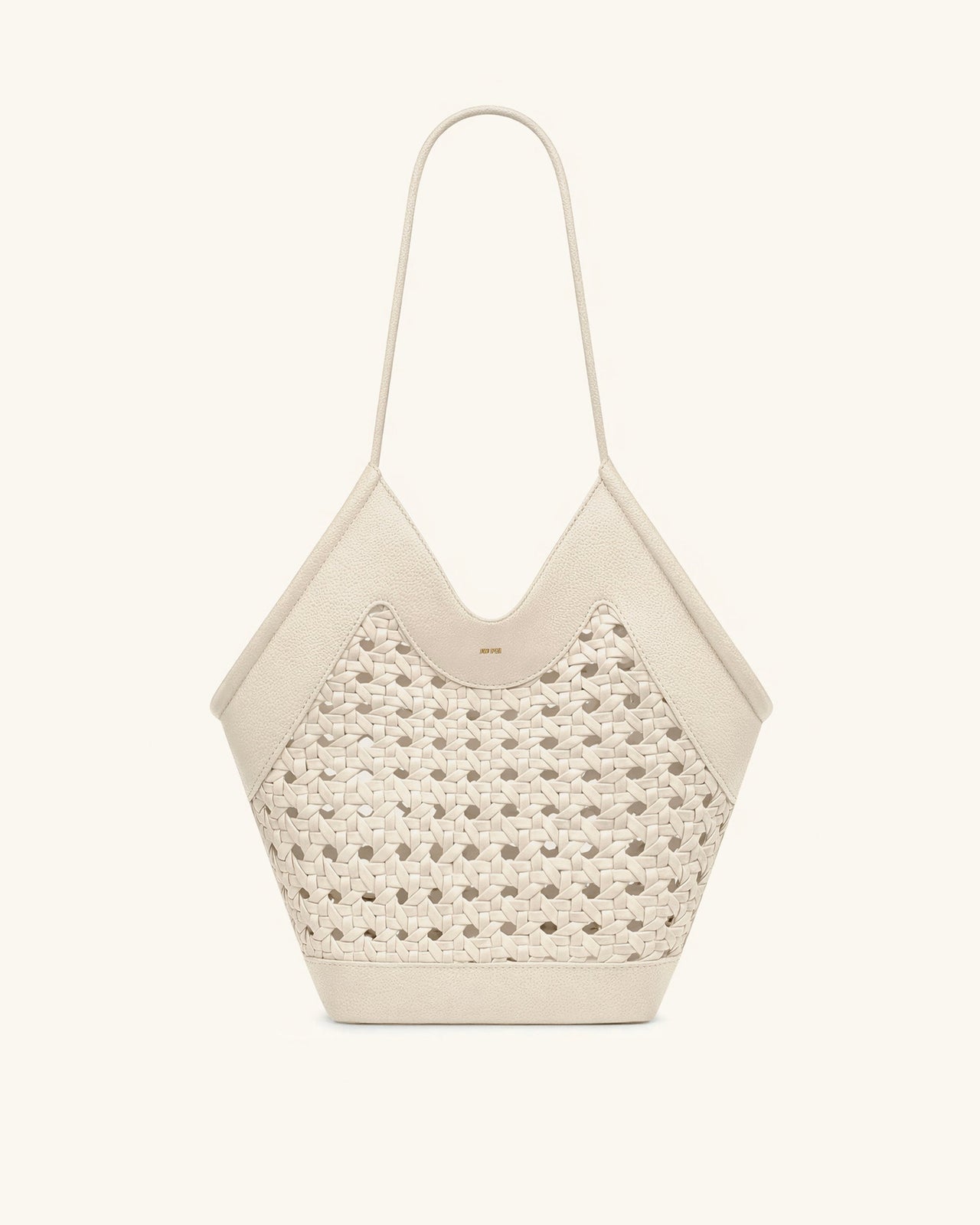 Maribel Woven Panel Tote Bag - Ivory